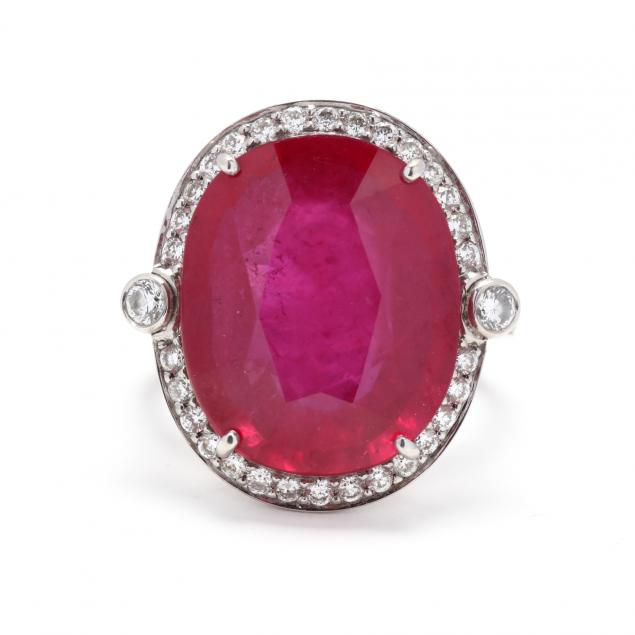 WHITE GOLD RUBY AND DIAMOND RING 3482ce