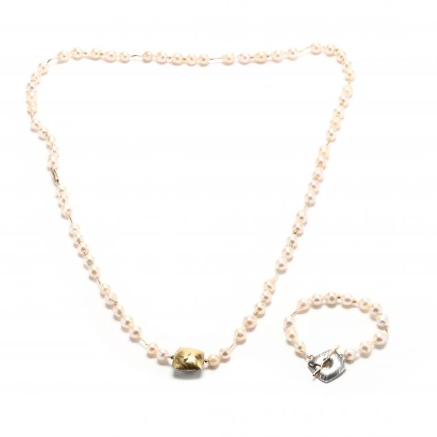 PEARL AND MIXED METAL NECKLACE 3482c9