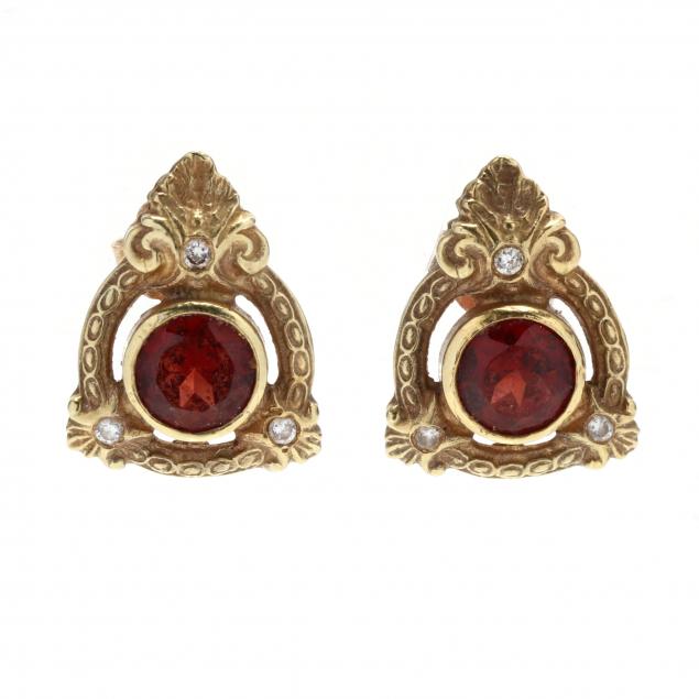 GOLD AND GEM SET EARRINGS Centering 3482f3
