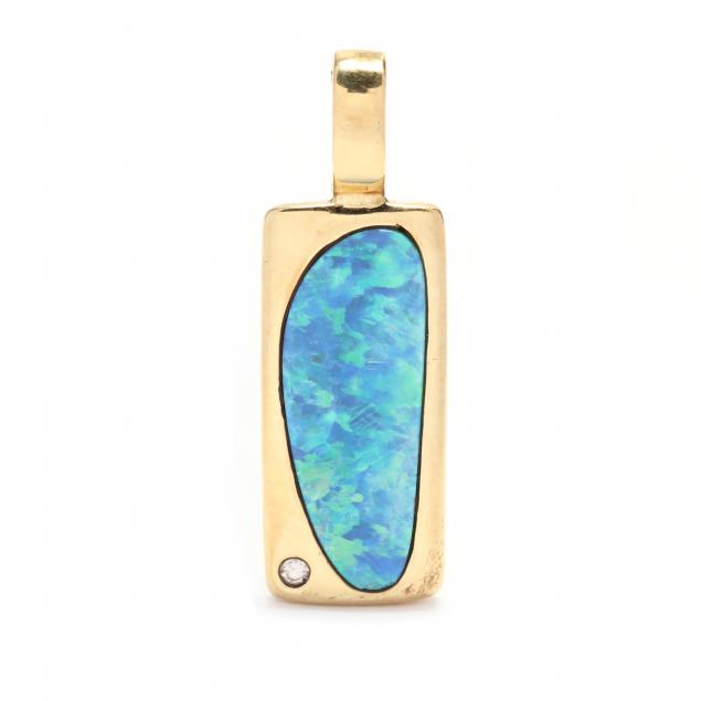 GOLD OPAL DOUBLET AND DIAMOND 3482f6