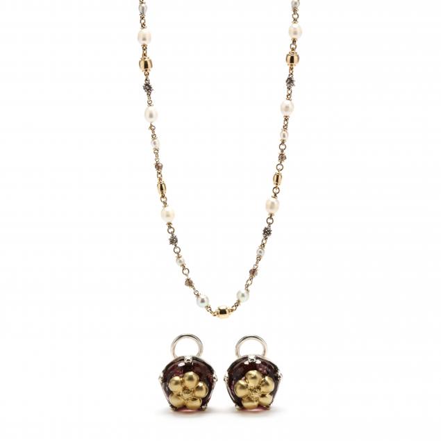 TWO GEM-SET JEWELRY ITEMS  To include: