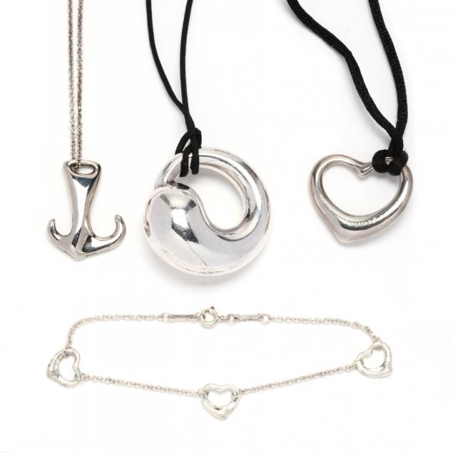 FOUR STERLING SILVER JEWELRY ITEMS,