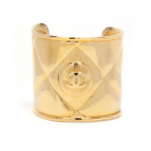 WIDE GOLDTONE MATELASSE CUFF BRACELET,