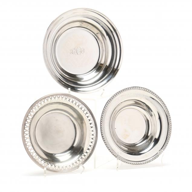 THREE ROUND STERLING SILVER BOWLS 348380