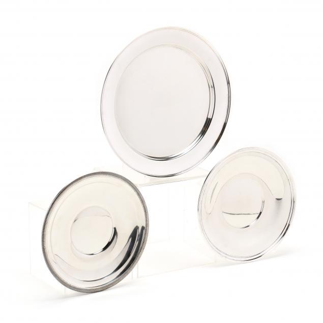 THREE STERLING SILVER ROUND DISHES 34837a