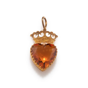 ANTIQUE, YELLOW GOLD AND CITRINE