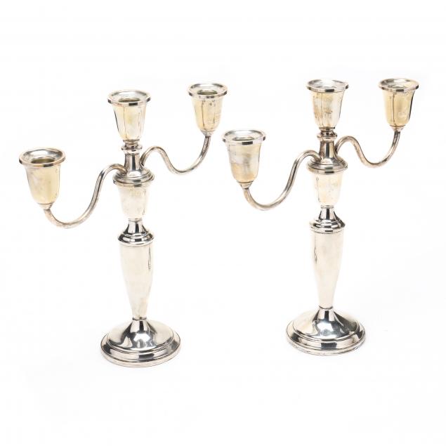 A PAIR OF STERLING SILVER CANDELABRA