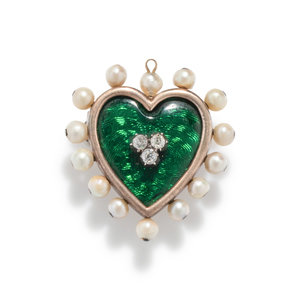 VICTORIAN DIAMOND PEARL AND ENAMEL 3483a0