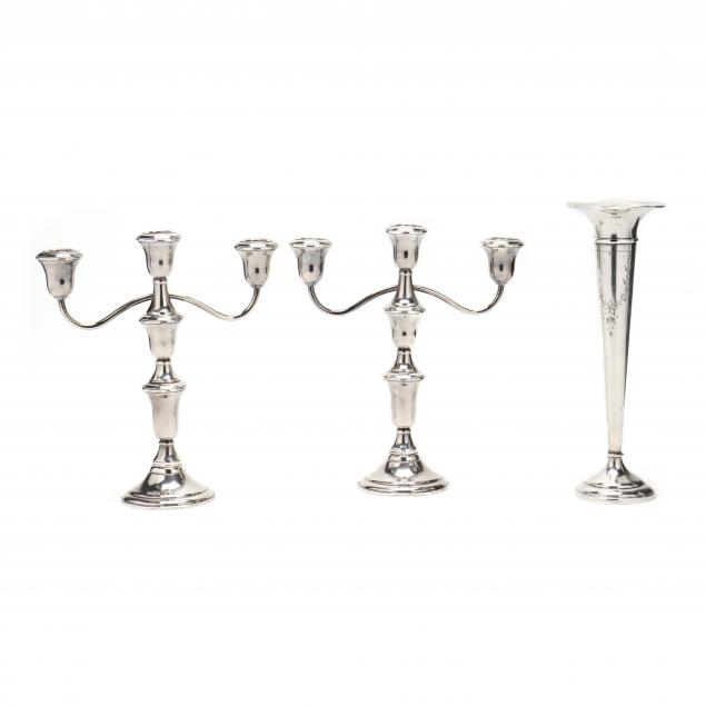 A PAIR OF STERLING SILVER CANDELABRA 3483a1