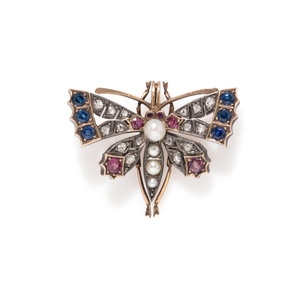 ANTIQUE MULTIGEM AND DIAMOND BUTTERFLY 348398