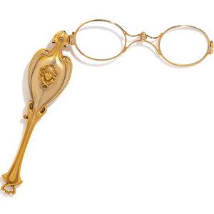 ART NOUVEAU, YELLOW GOLD LORGNETTE 
In