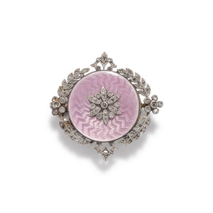 EDWARDIAN DIAMOND AND ENAMEL BROOCH 3483cf