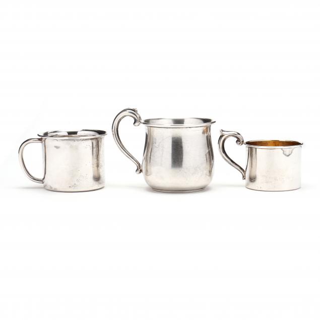 THREE STERLING SILVER BABY CUPS