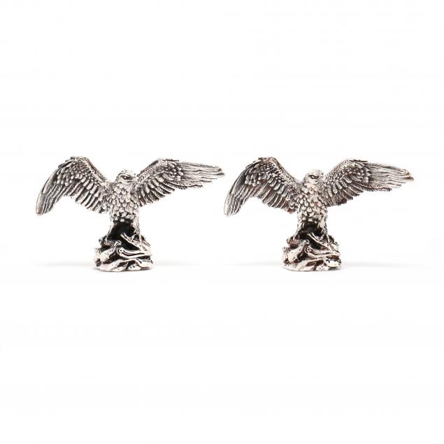 TWO SILVER CLAD EAGLE SCULPTURES 34841d