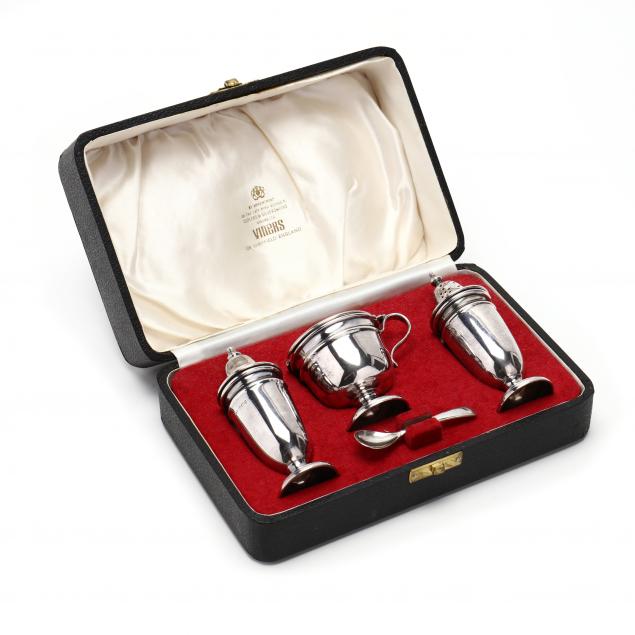 GEORGE VI SILVER CONDIMENT SET