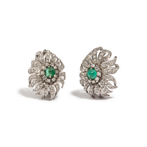 DIAMOND AND EMERALD EARCLIPS Containing 34845f