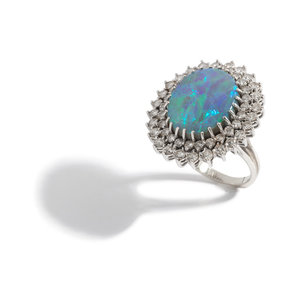 BLACK OPAL AND DIAMOND RING Containing 348457