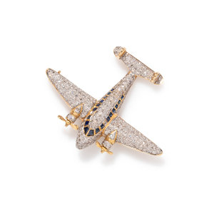 DIAMOND AND SAPPHIRE AIRPLANE BROOCH Containing 348461