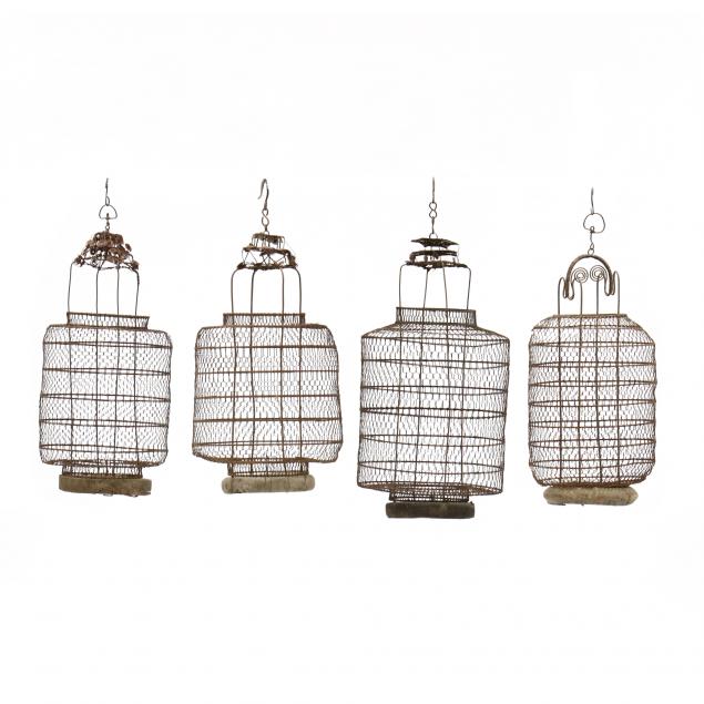 FOUR CHINESE WIREWORK LANTERNS