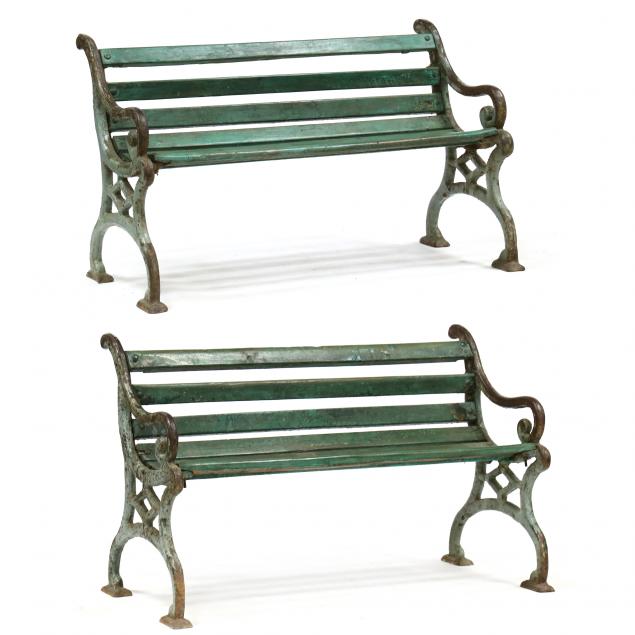 PAIR OF ANTIQUE IRON AND TEAK PAINTED