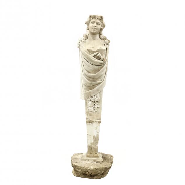 ANTIQUE CARVED MARBLE FEMALE BUST 348514