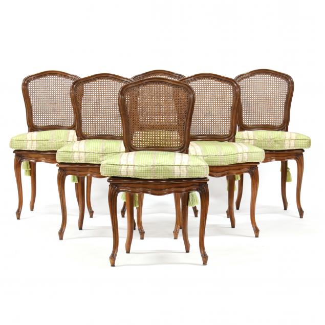 SET OF SIX LOUIS XV STYLE WALNUT