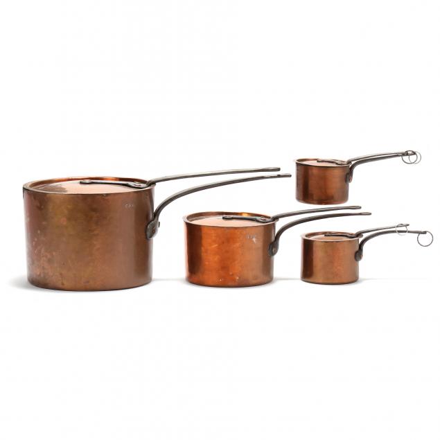 GROUP OF FOUR ANTIQUE COPPER CLAD 3485d6