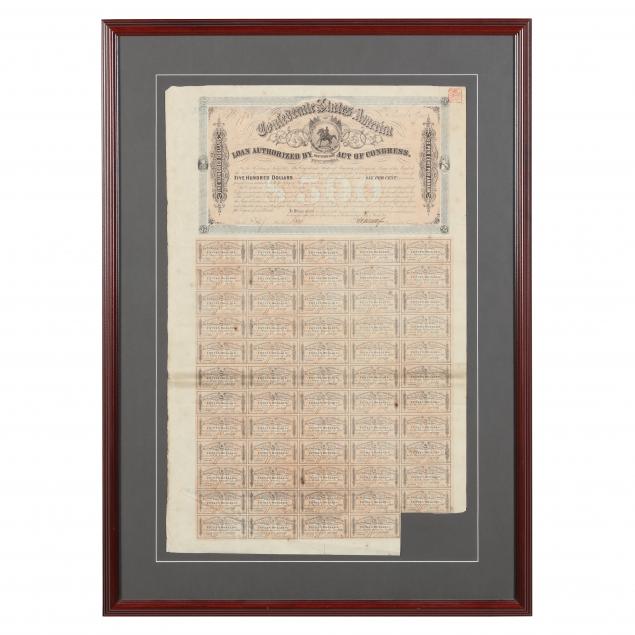 FRAMED CONFEDERATE $500 BOND Second