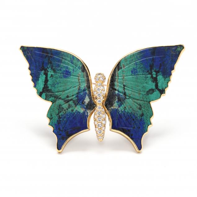 GOLD AND GEM-SET BUTTERFLY BROOCH