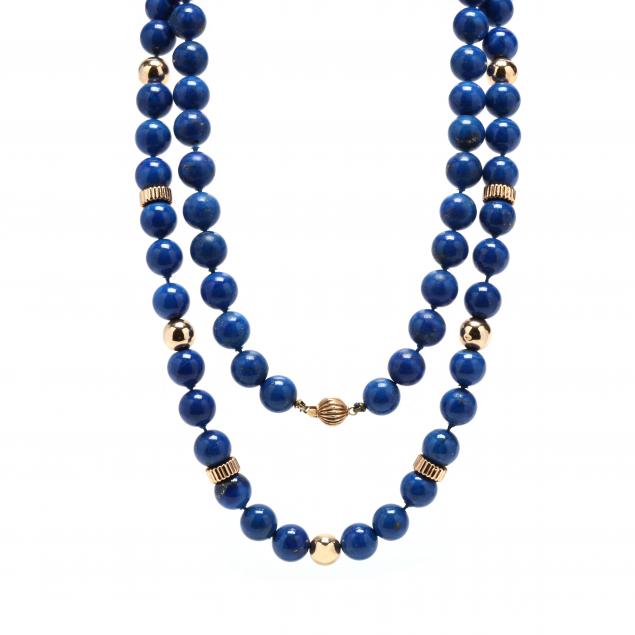 GOLD AND LAPIS LAZULI BEAD NECKLACE 348648