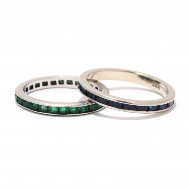 TWO GEM-SET ETERNITY BANDS The