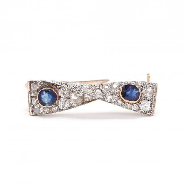 ANTIQUE SAPPHIRE AND DIAMOND BOW 348660