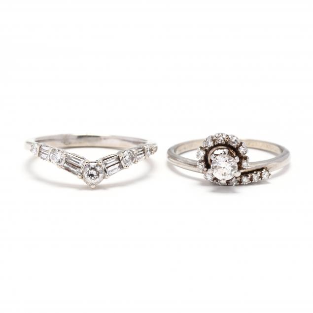TWO WHITE GOLD AND DIAMOND RINGS 34867e