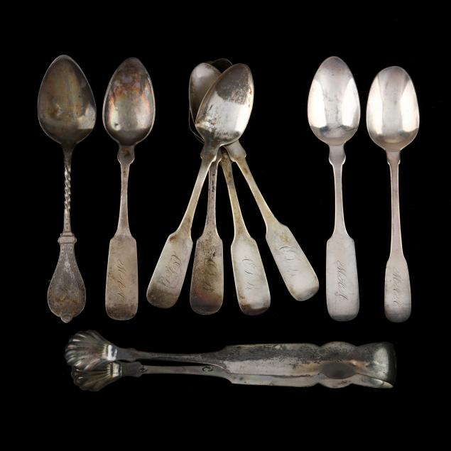 GROUP OF AMERICAN COIN SILVER FLATWARE  3486b4