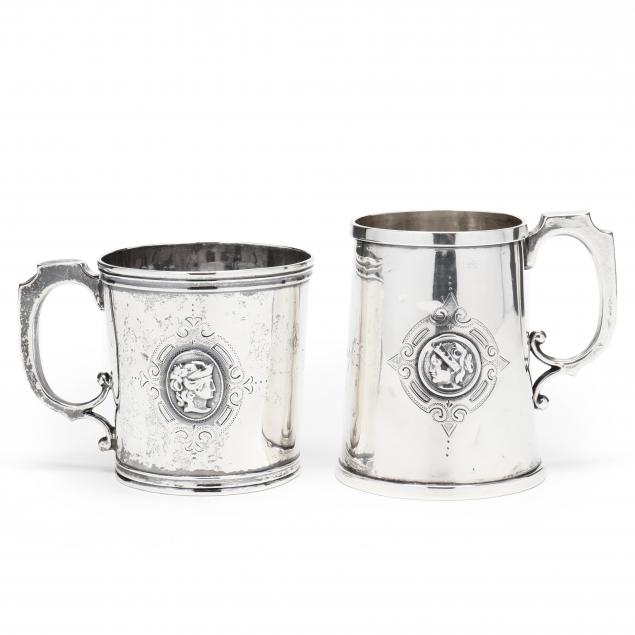 TWO AMERICAN COIN SILVER CUPS The