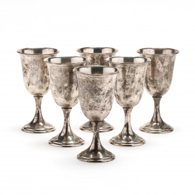SIX STERLING SILVER GOBLETS BY THE RANDAHL