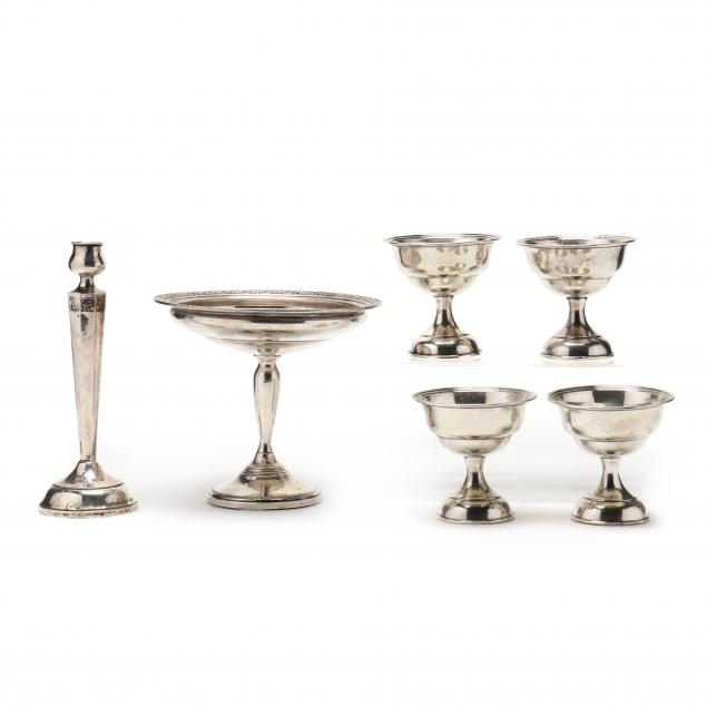 FIVE STERLING SILVER COMPOTES AND 348745