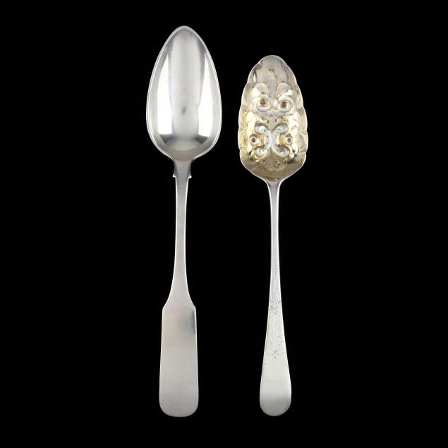 TWO ANTIQUE SILVER TABLESPOONS 34875f