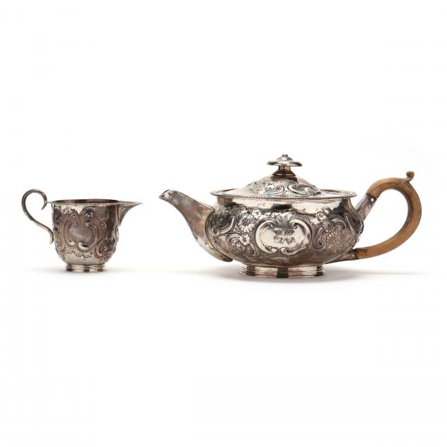 GEORGE III SILVER TEAPOT AND VICTORIAN