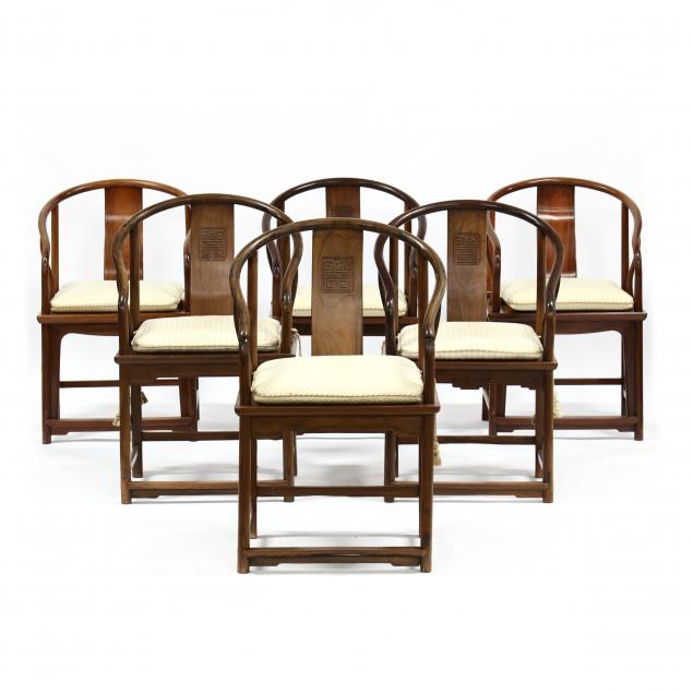 SIX CHINESE HARDWOOD ARMCHAIRS 34877c