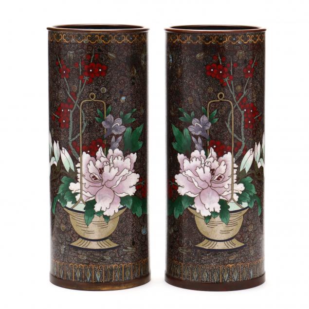 A PAIR OF JAPANESE CLOISONNE VASES