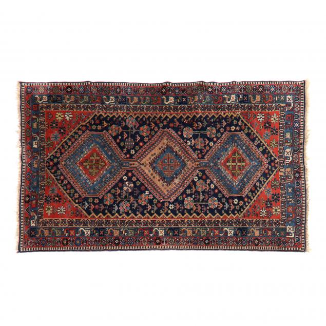 CAUCASIAN STYLE WOOL RUG Navy blue 3487b9