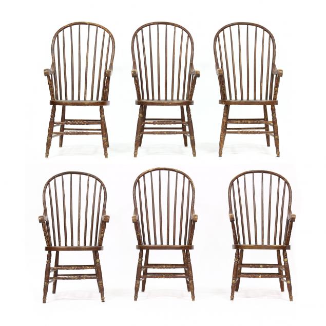 SET OF SIX ANTIQUE AMERICAN PAINTED 3487e2