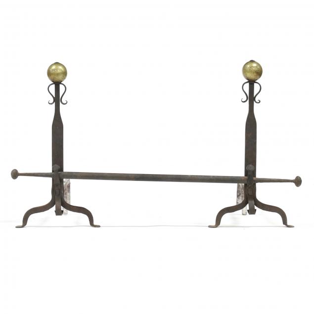 PAIR OF WROUGHT IRON AND BRASS 3487f9
