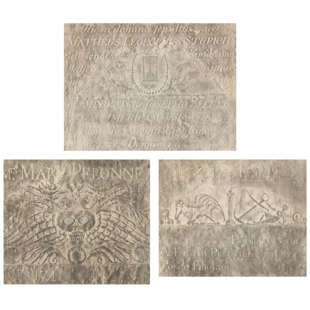 THREE CEMETERY GRAVE RUBBINGS FROM