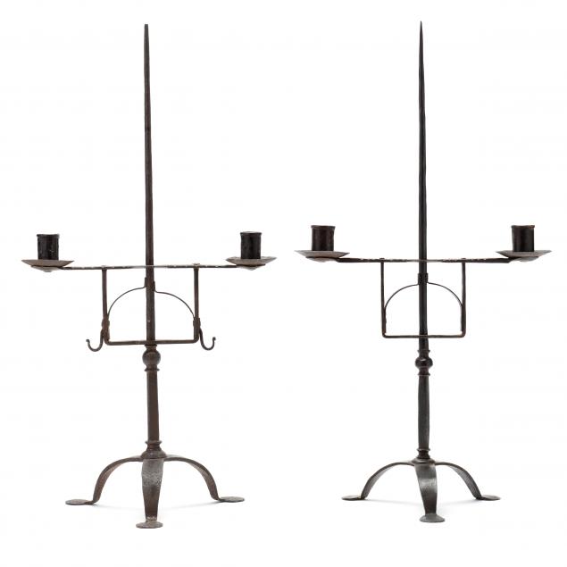 NEAR PAIR OF COLONIAL IRON CANDLESTICKS 34880f