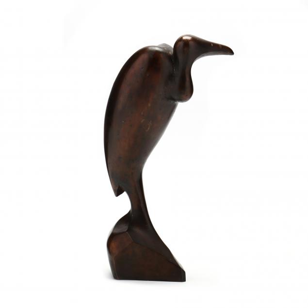 BRONZE EGRET SCULPTURE SIGNED 34884b