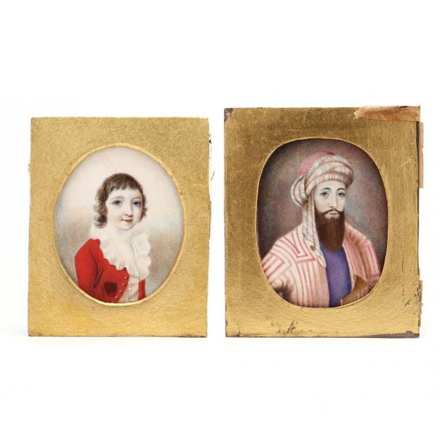 TWO ANTIQUE CONTINENTAL PORTRAIT 34889d