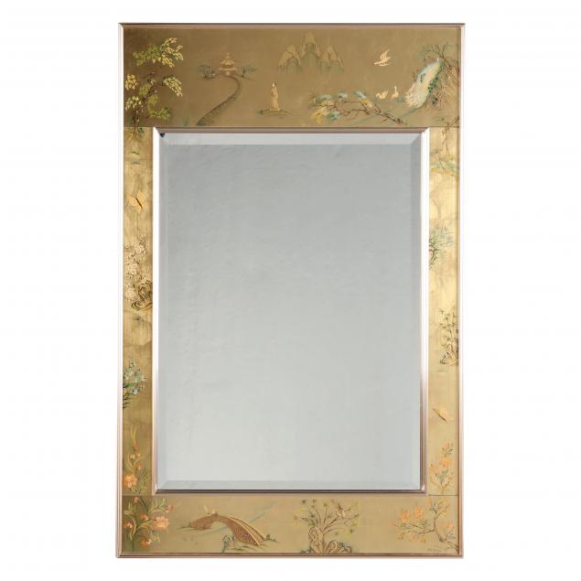 LABARGE, CHINOISERIE EGLOMISE MIRROR