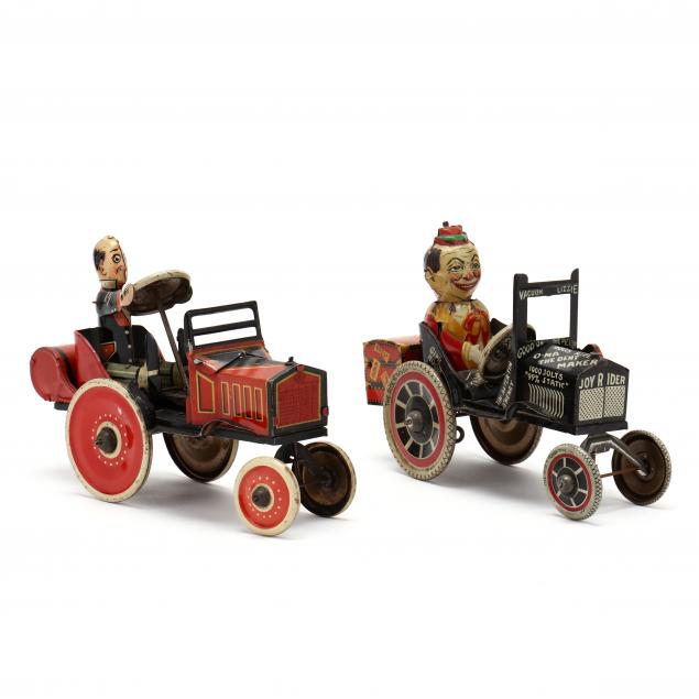 TWO TIN LITHO CRAZY CARS BY MARX 34890c